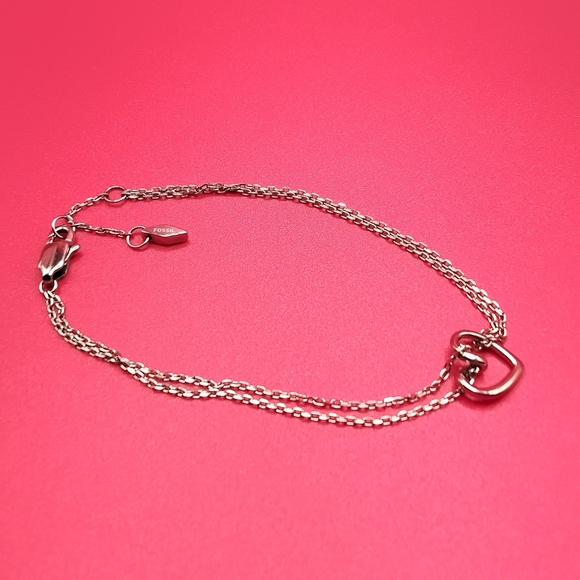 Silvertone Fossil Heart Bracelet - Picture 1 of 6